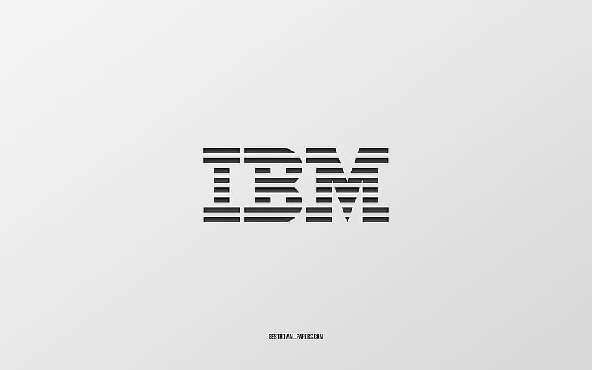 Logo IBM, białe tło, stylowa grafika, marki, godło, IBM, biała tekstura papieru, godło IBM Tapeta HD