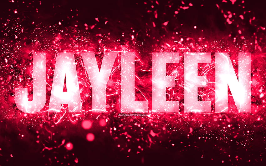 Happy Birtay Jayleen, , rosa Neonlichter, Name Jayleen, kreativ, Jayleen Happy Birtay, Jayleen Birtay, beliebte amerikanische weibliche Namen, mit dem Namen Jayleen, Jayleen HD-Hintergrundbild