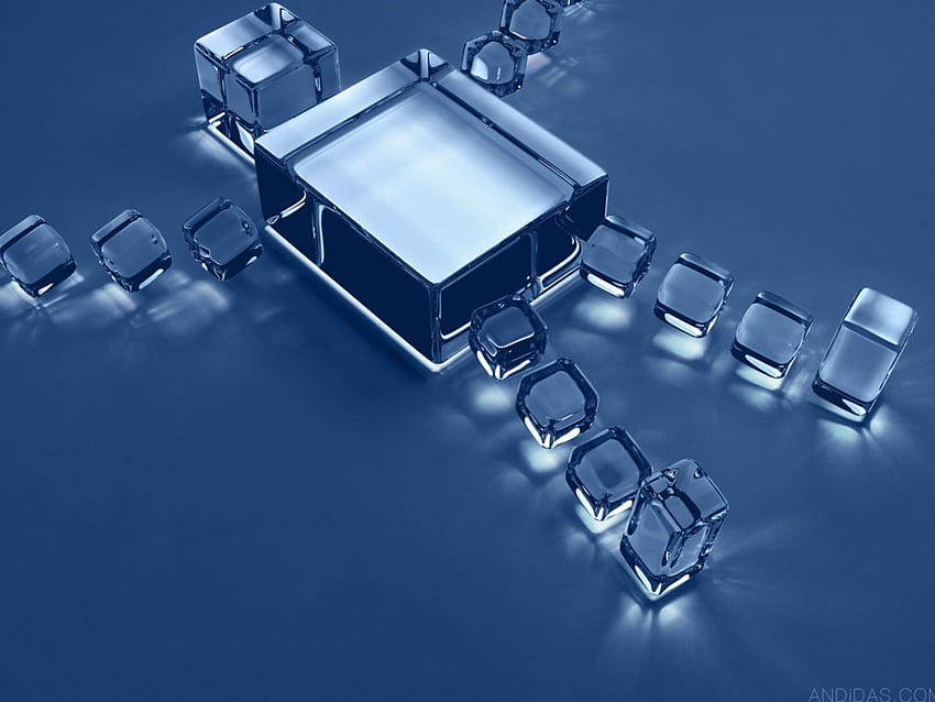 Cubi di vetro, blu, astratto, 3d, vetro, cubi Sfondo HD