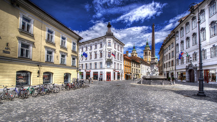 Ljubljana Eslovenia Calle Ciudades Edificio fondo de pantalla