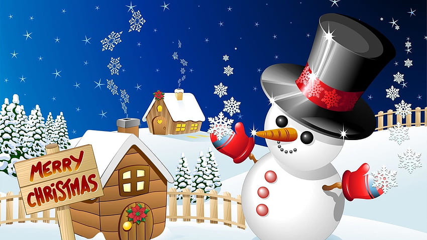 Christmas Scenes, Snowman Nativity HD wallpaper