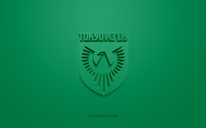 Tokyo Verdy, logotipo creativo en 3D, verde, J2 League, emblema 3d, Japan Football Club, Tokio, Japón, arte 3d, fútbol, ​​logotipo 3d de Tokyo Verdy fondo de pantalla