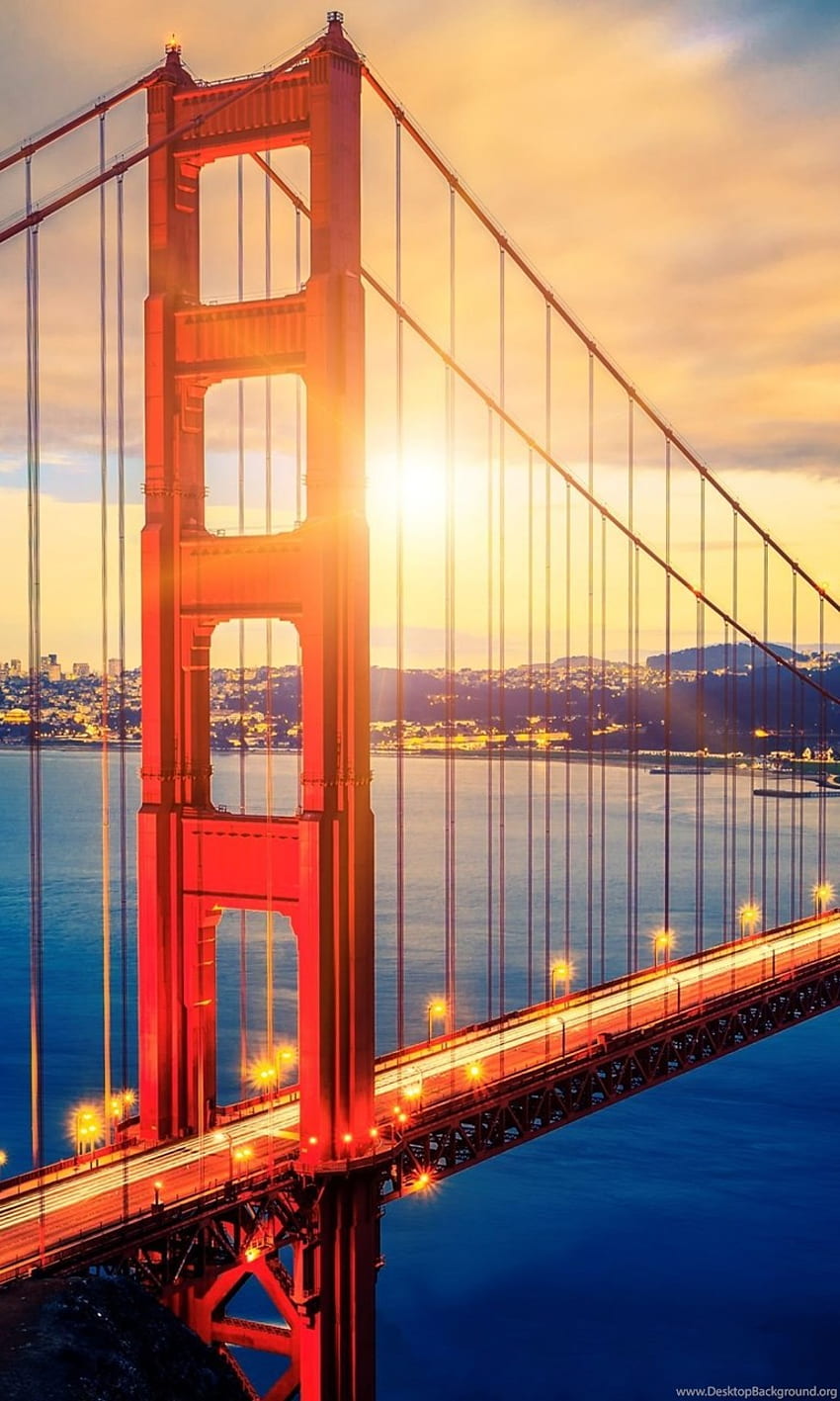Gün Doğumunda Ünlü Golden Gate Köprüsü 1326252 Arka Plan HD telefon duvar kağıdı