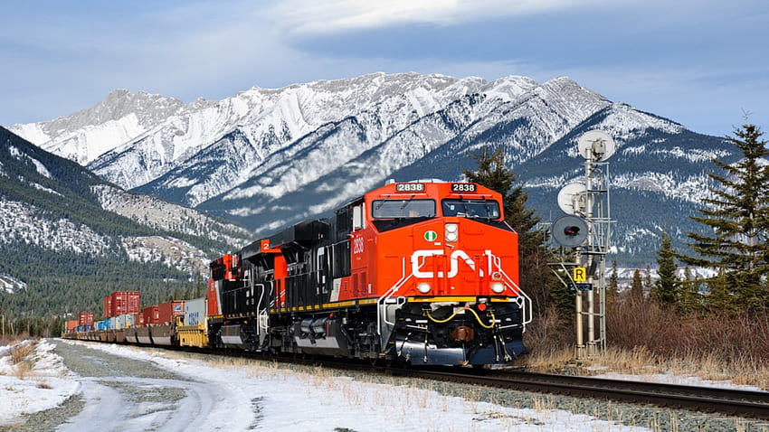 Canadian Railroad, invierno, nieve, naturaleza, trenes, canadá, montañas, ferrocarril fondo de pantalla