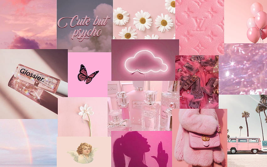 Pink Aesthetic Macbook , Pink Collage Laptop HD wallpaper