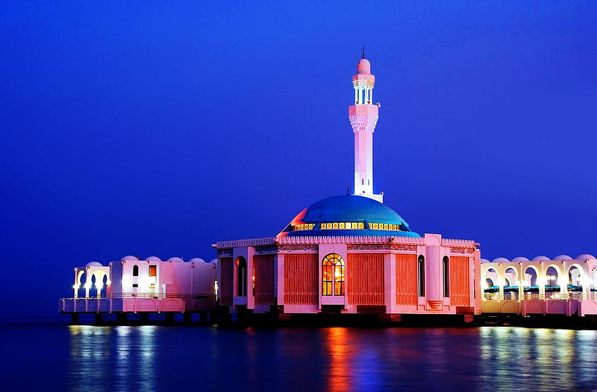 Хипнотизиращи джамии, които подчертават чудесата на исляма, Джеда, Саудитска Арабия HD тапет