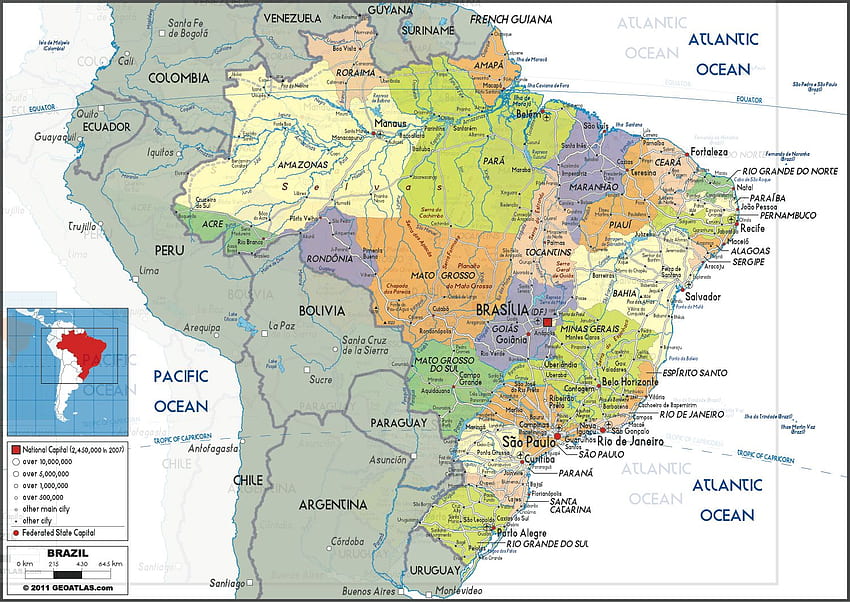 mappa del brasile - Grande Sfondo HD