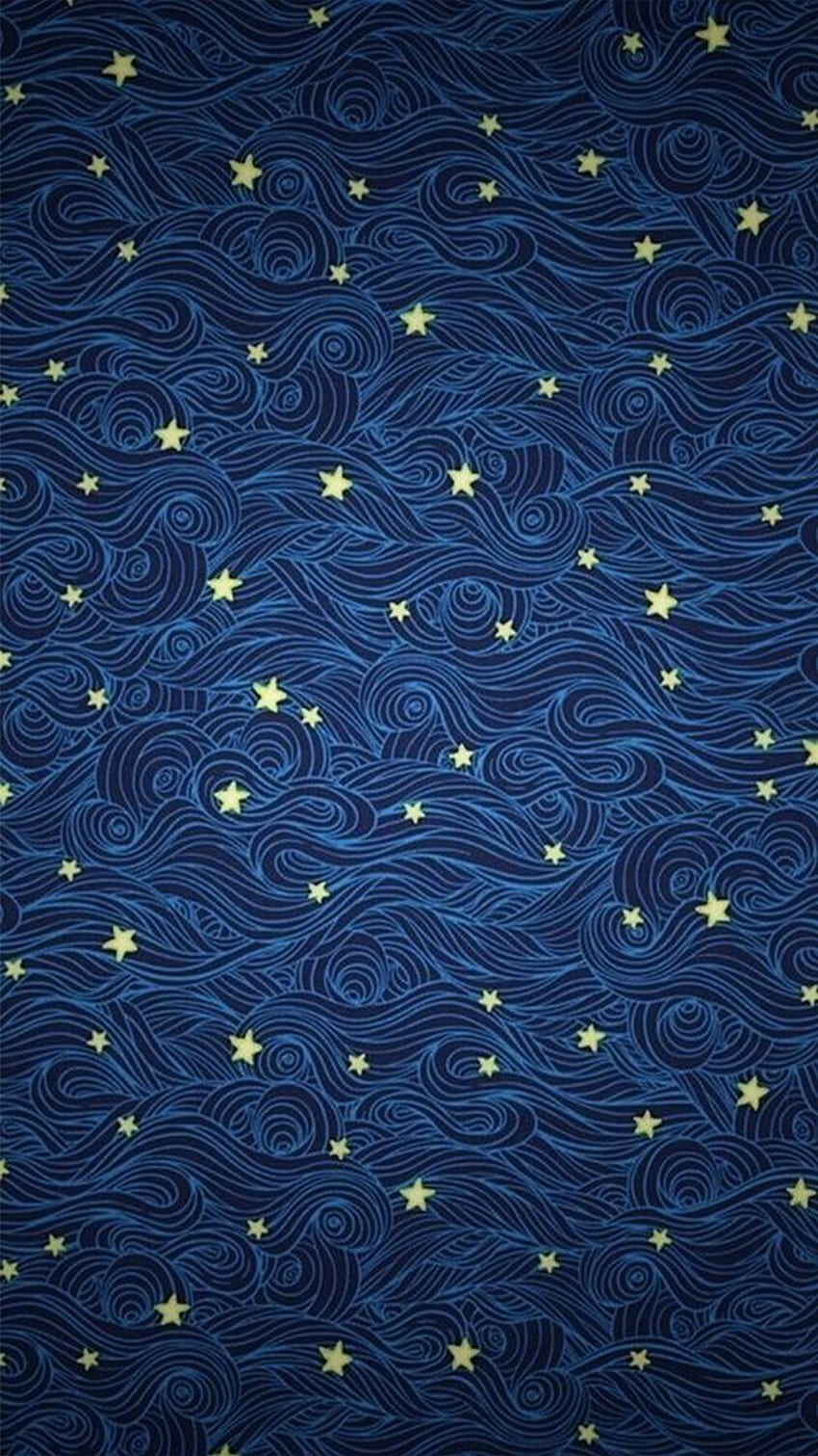 Niebieskie chmury Ilustracja gwiazd Tapeta na telefon HD