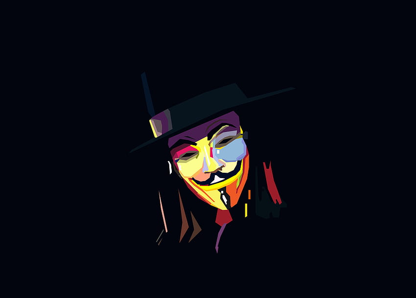 Anonymous, behind mask, minimal art HD wallpaper