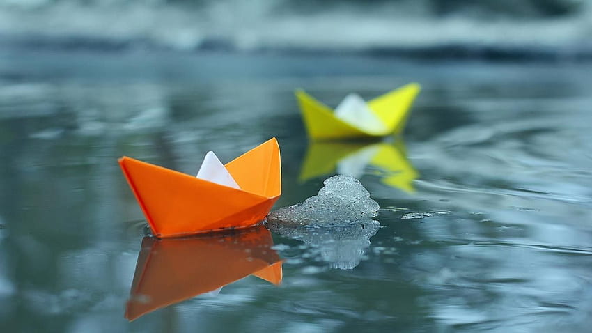 Paper Boats In Rain Elegant Boat Nature origami Paper HD wallpaper