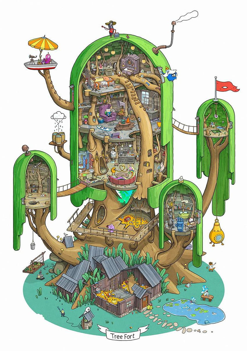 adventure time tree by, Adventure Time Treehouse HD phone wallpaper