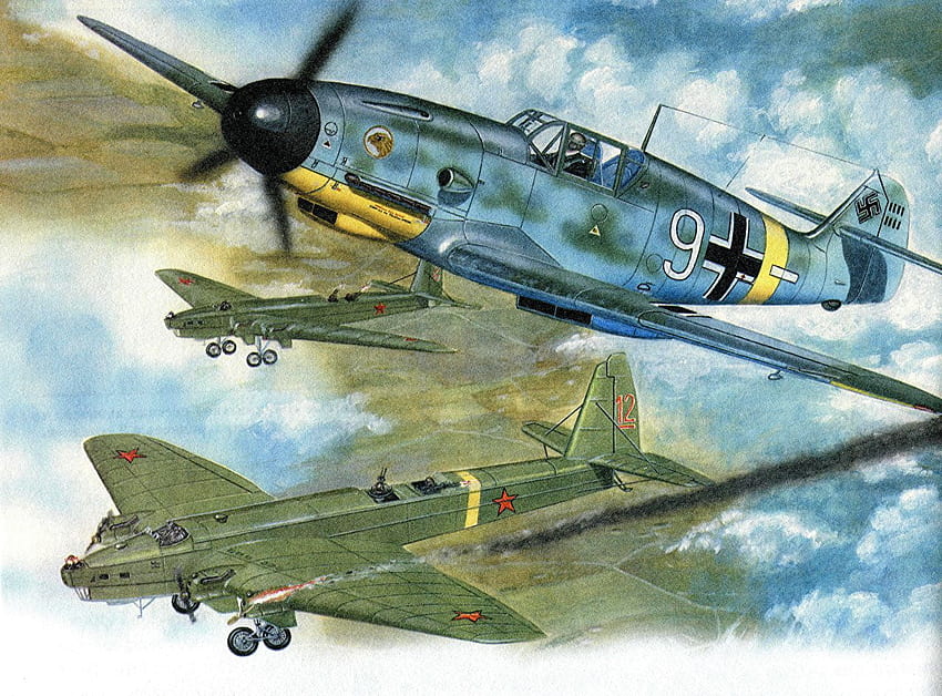 เครื่องบินขับไล่ Airplane Messerschmitt Bf.109 vs วอลล์เปเปอร์ HD