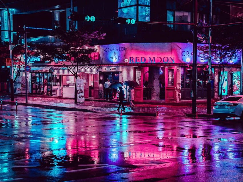 Neon Lights, Urban, Night, After Rain, Reflection, Street for Ainol Novo 9 Spark HD wallpaper