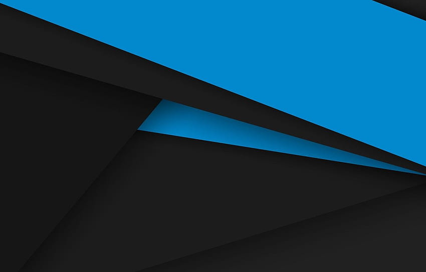 garis, biru, hitam, Android, geometri, Hitam dan Geometri Biru Wallpaper HD