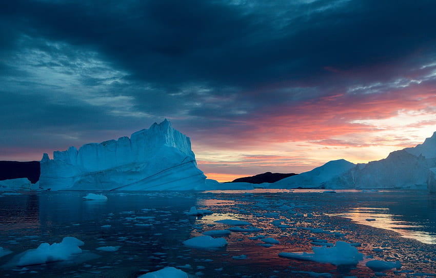 The sky, the ocean, iceberg, ice, glow, Arctic, Atlantic Oceans for ...