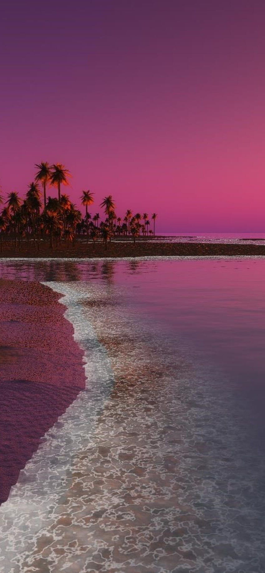 Różowa plaża, różowy tropikalny Tapeta na telefon HD