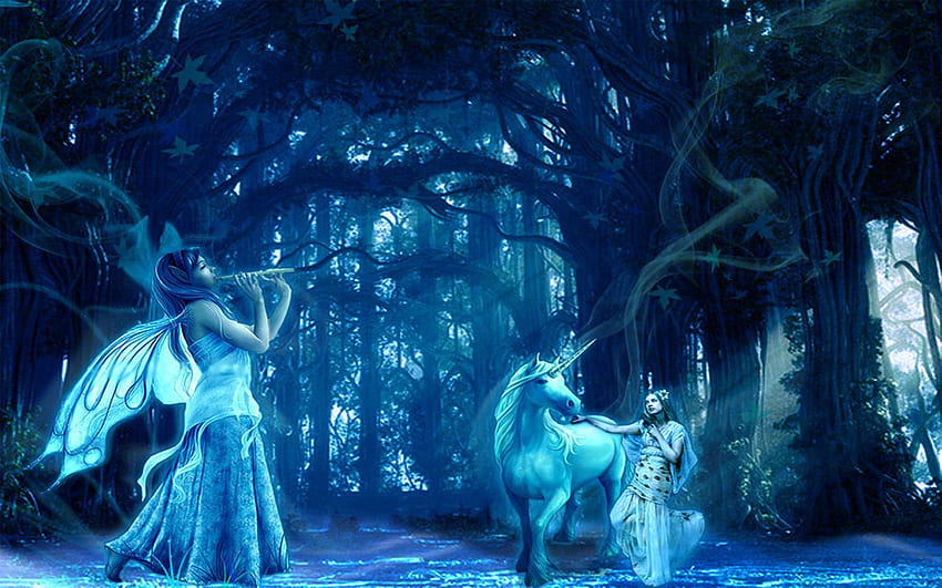 Unicorn and Fairy, Mystical Fairies HD wallpaper