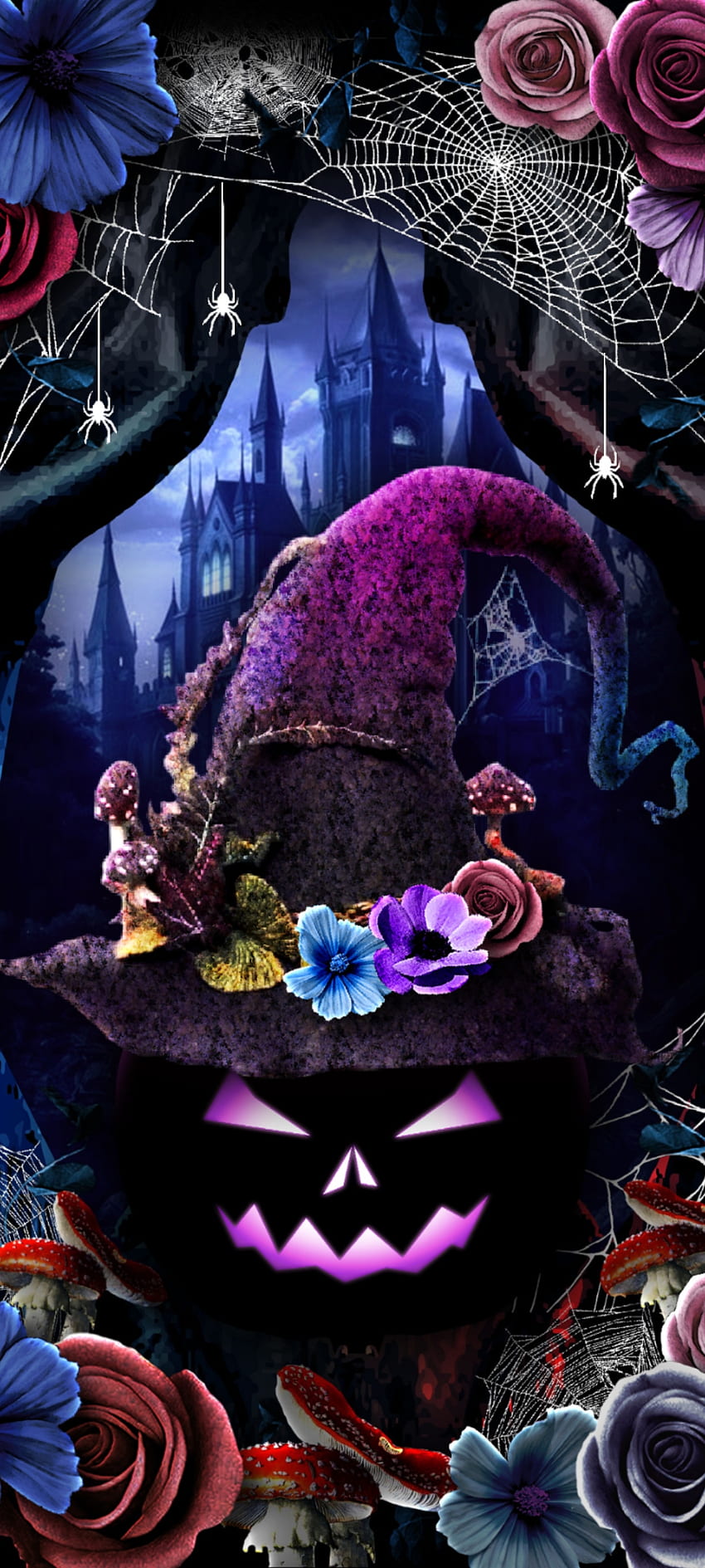 魔女ハロウィン、祭り、エレクトリック ブルー、マゼンタ、パンプキン、プレミアム HD電話の壁紙