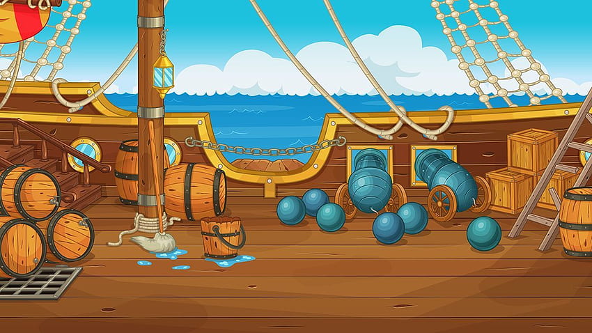 Палубата на пиратския кораб. Анимационни кораби, Пиратски кораб, Пиратски занаяти HD тапет