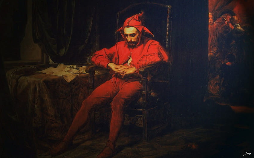 Men's red jester costume, Stańczyk, digital art, Joker HD wallpaper