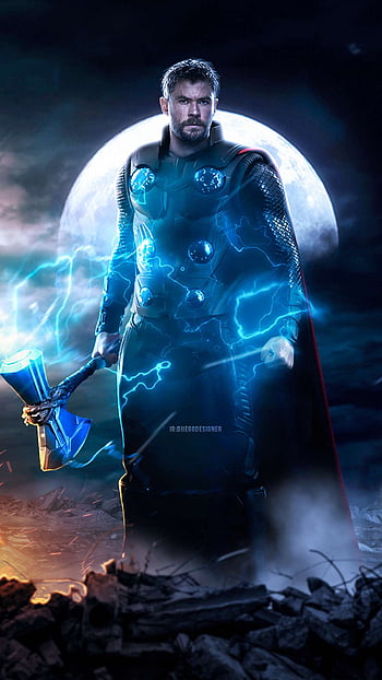 Thor Stormbreaker Axe Lightning Minimalist 4K wallpaper download