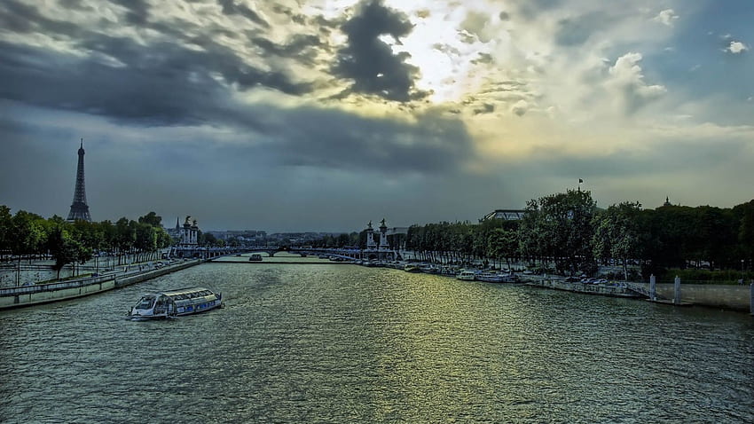 Cities, Rivers, Sky, Paris, Eiffel Tower, Shore, Bank, France, Evening, r HD wallpaper