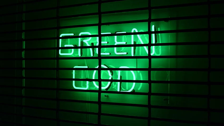 Napis, neon, zieleń, krata, ściana - neonowy zielony znak iPhone, estetyczny zielony Tapeta HD