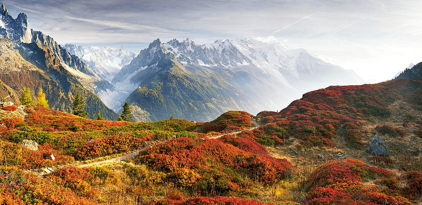 Mountain view, rocks, fall, hills, valley, autumn, view, mountain HD wallpaper