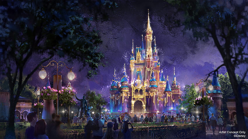 Z okazji 50. urodzin Disney World, parki tematyczne zyskają nowy, lśniący wygląd — laptop Disney Castle Tapeta HD