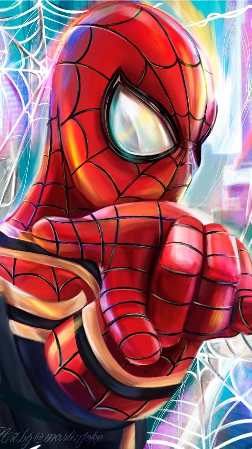 Arte del canal del hombre araña, dibujo del hombre araña fondo de pantalla del teléfono