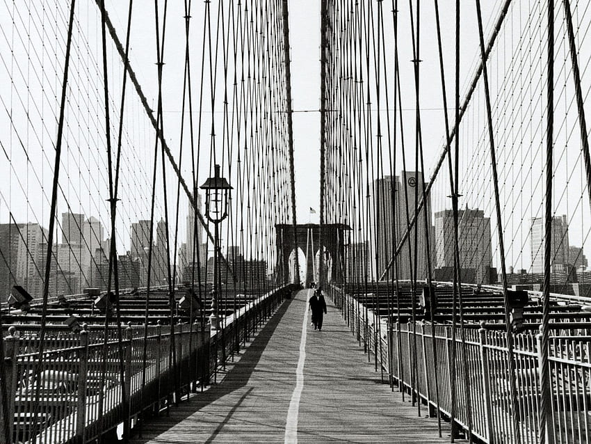 ponte pênsil, monocromático, tons de cinza, Manhattan, Brooklyn Bridge, pontes, Brooklyn Bridge Black and White papel de parede HD