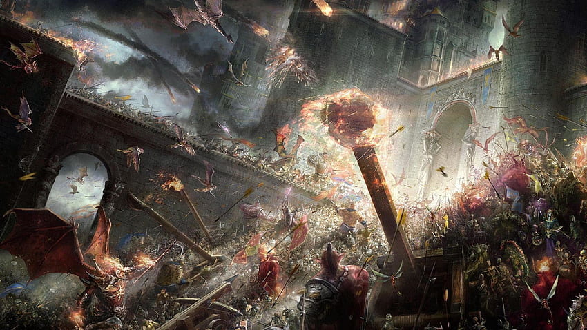 Epischer Fantasy-Kriegshintergrund, episches Schlachtfeld HD-Hintergrundbild