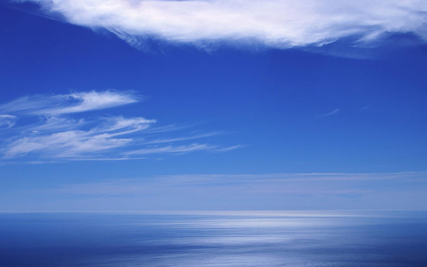 青い海の地平線、海、地平線 高画質の壁紙