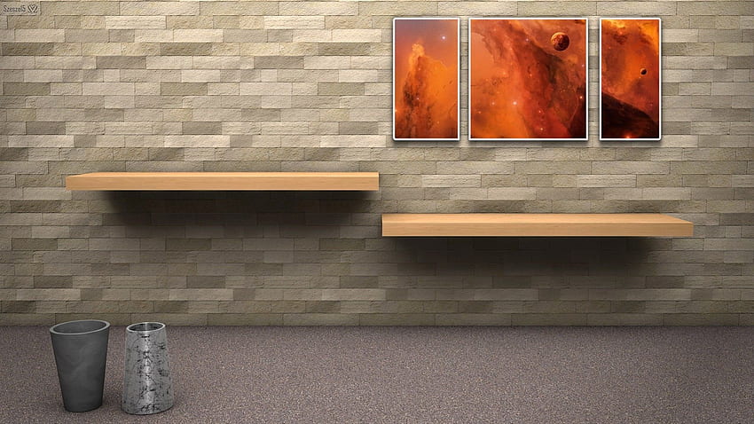 Desk For Pc, Shelves HD wallpaper