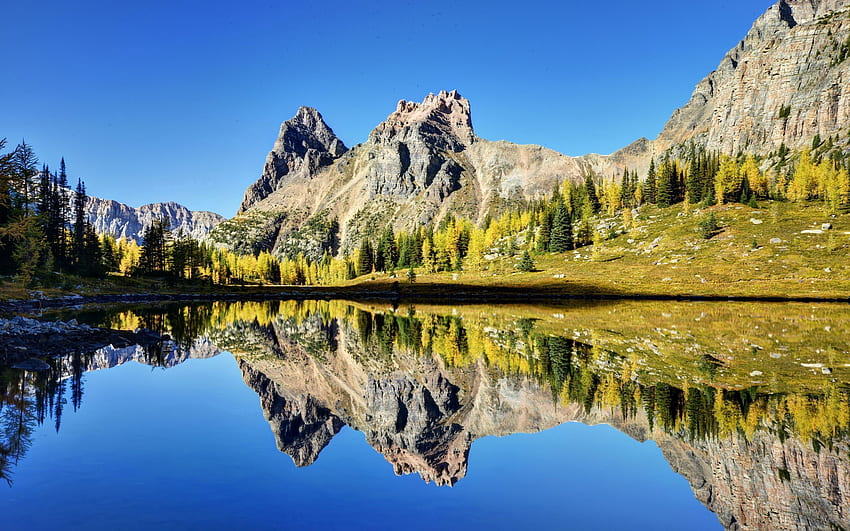 Naturaleza, Hierba, Cielo, Montañas, Lago, Reflexión fondo de pantalla