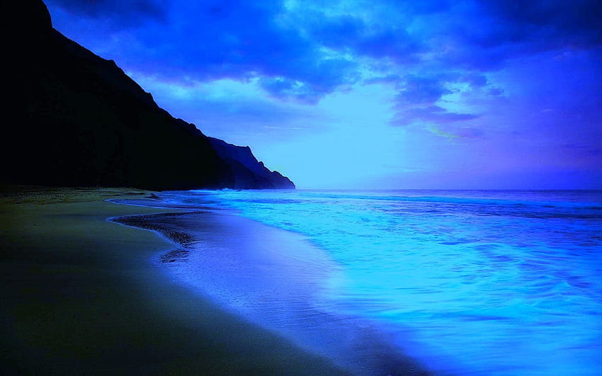 beach blue sky beach at night – HD wallpaper