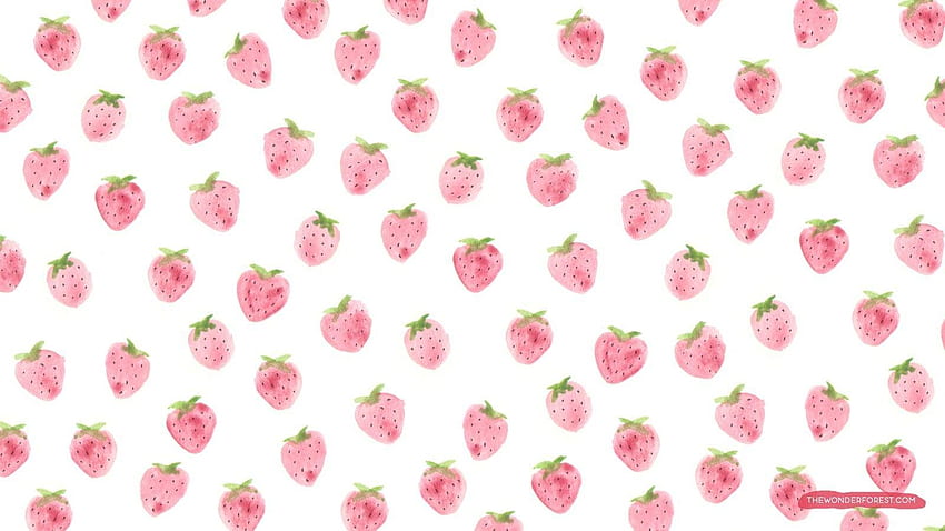 Netter ästhetischer Erdbeer-Laptop, ästhetische Frucht HD-Hintergrundbild