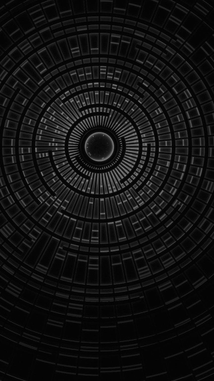 Circle Hole Dark Bw Abstract Pattern, Black and White Circle HD phone wallpaper