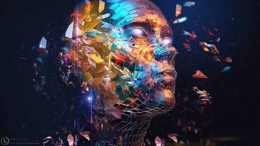 色とりどりの人間の顔のアートワーク デジタル アート 高画質の壁紙