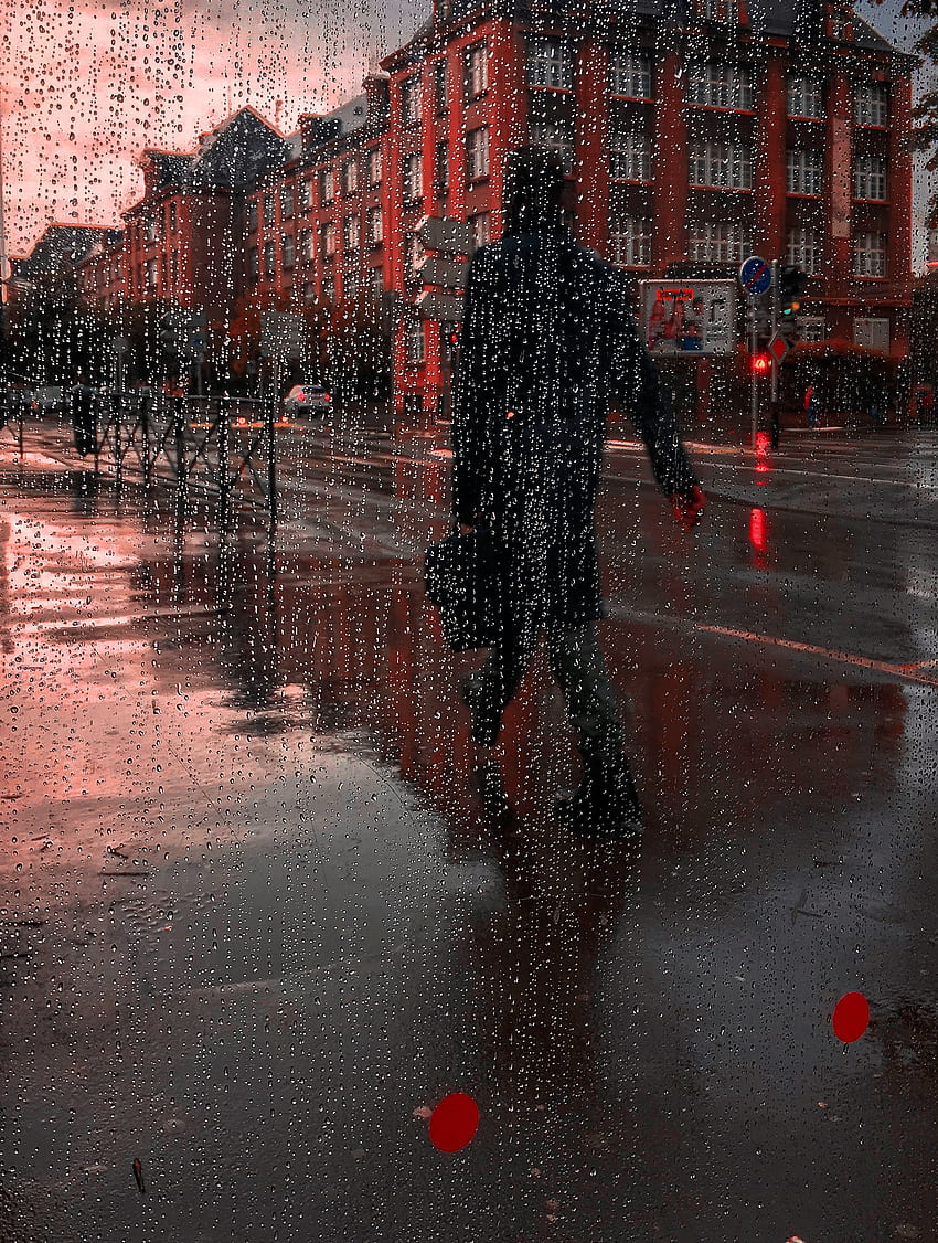 Rain, Drops, City, Silhouette, , , Wet HD phone wallpaper