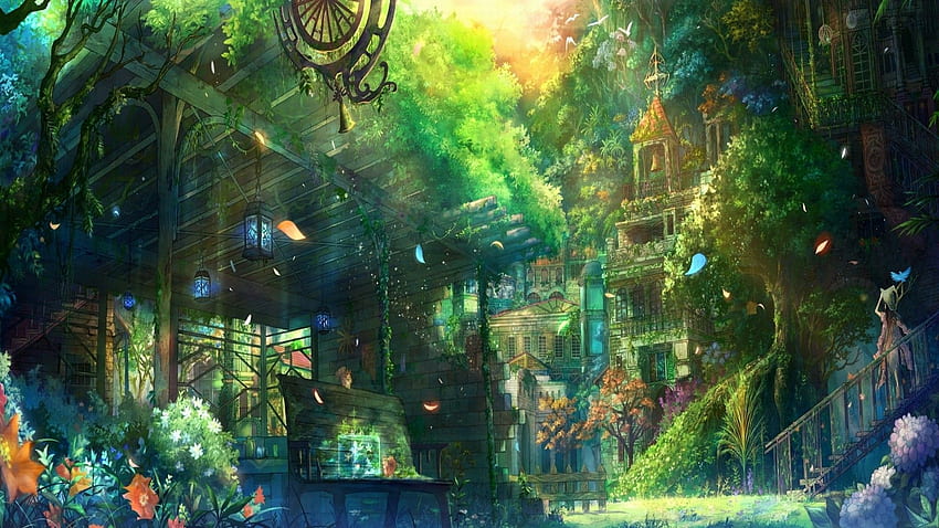 Anime Nature, Green Anime Scenery HD wallpaper