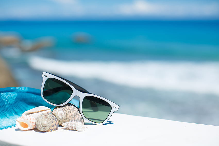 Плаж Слънце Море Ваканция Лято Очила Раковини Екзотика, екзотика iPad HD тапет