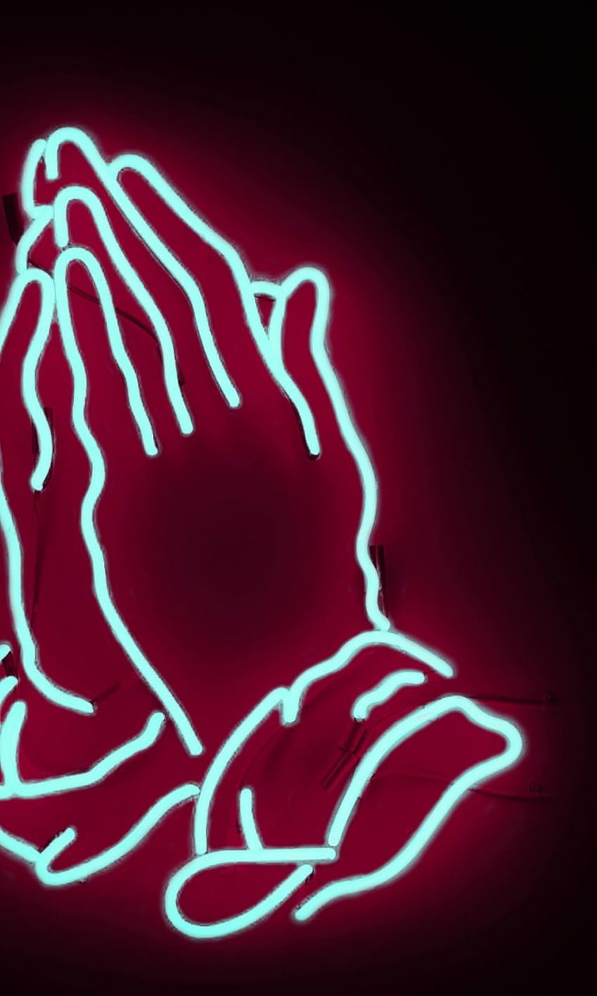 Modlitewne ręce Neon i tło - Elsetge, błogosławieństwo rąk Tapeta na telefon HD