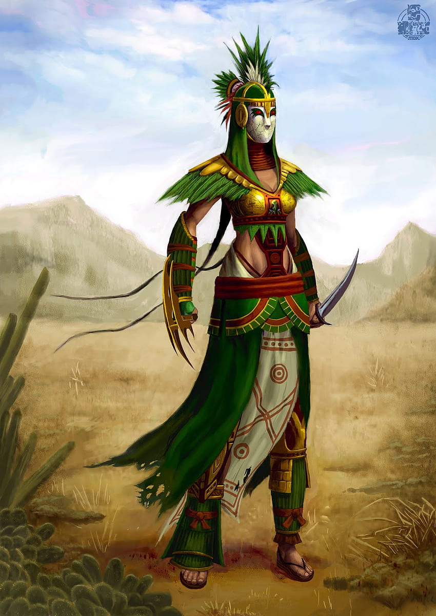 Aztec Warrior paintings, Aztec Woman Warrior HD phone wallpaper