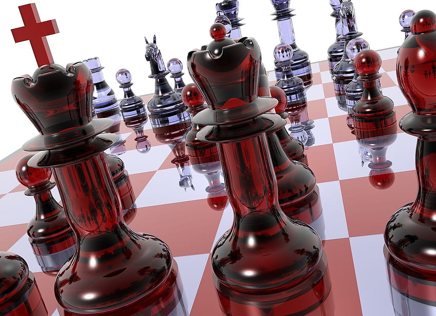 Chess, 3D, Glass, Shapes, Shape, Board HD wallpaper