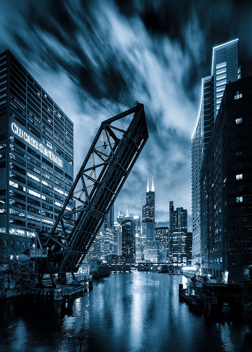 Кафяв стоманен мост, Чикаго, улица, асфалт, градски пейзаж HD тапет за телефон