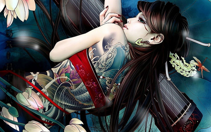 Fantasy - Koi Tattoo . Fantasy tattoos, Chinese art girl HD wallpaper ...