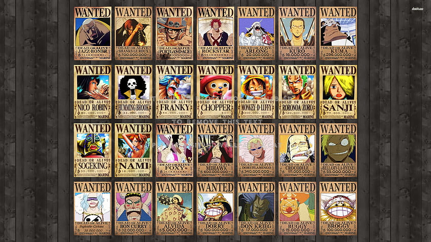 Wanted List Of One Piece Аниме Mihawk Foxy - All Wanted Poster One Piece - , Luffy Wanted Poster HD тапет