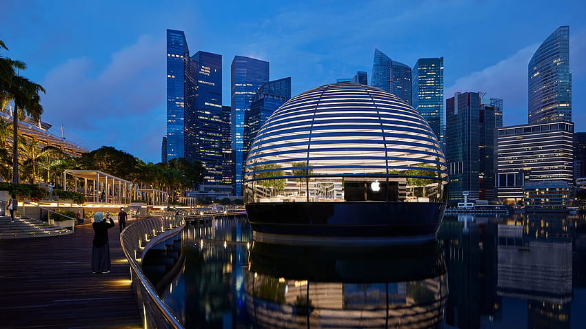The lantern on the bay: Apple Marina Bay Sands illuminates Singapore - 9to5Mac HD wallpaper