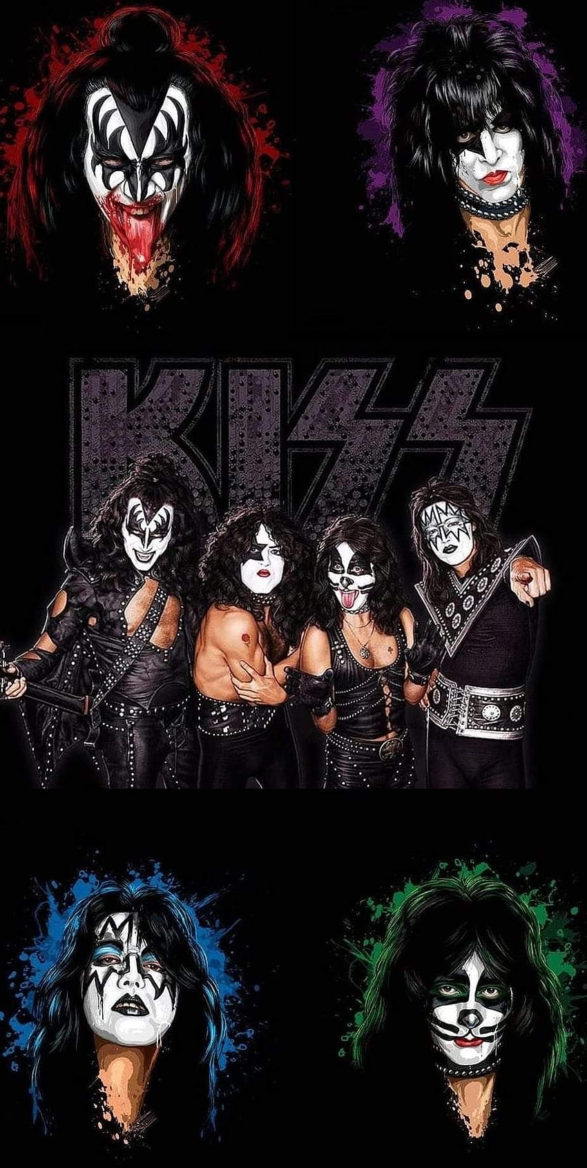 Alex su KISS la migliore rock band sulla terra !!!. Opera d'arte del bacio, band, arte del manifesto rock Sfondo del telefono HD